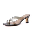 thumbnail image 1 of Cushionaire Shana Clear Jelly Strap Heels for Women, Flared Kitten Heel Slide with Cushioned Footbed and Split Toe, 1 of 19