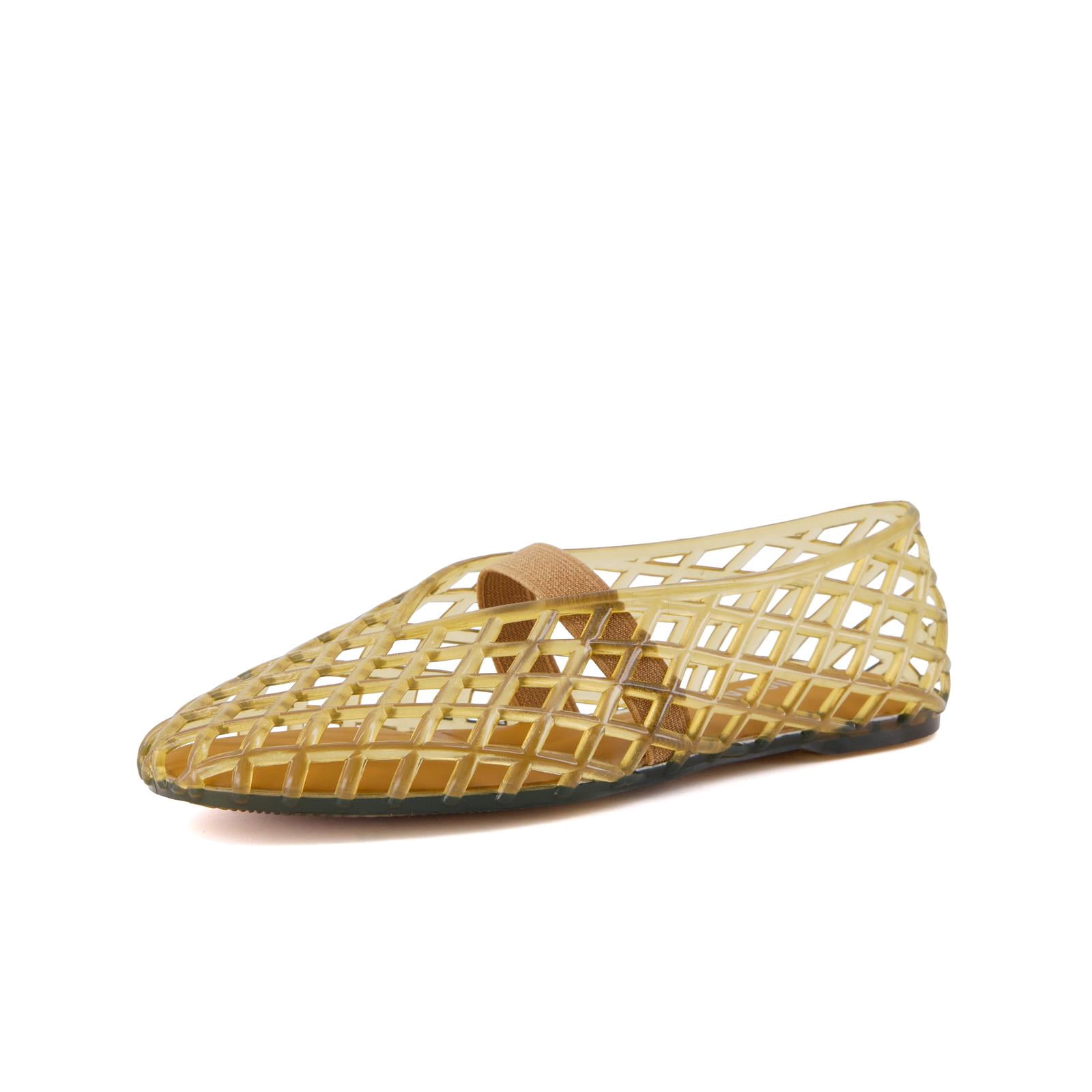 Cushionaire Siesta Girls Jelly Sandals, Lattice Cut-Out Ballet Flats