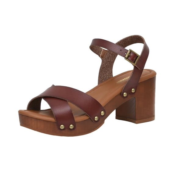 Cushionaire Slate Faux Wooden Heel Sandal, Comfortable Platform Sandals with Chunky Heels for Women, Wide Widths Available