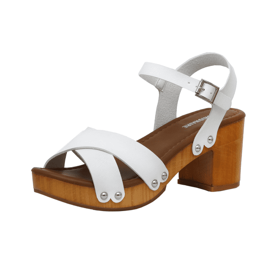 Cushionaire Slate Faux Wooden Heel Sandal, Comfortable Platform Sandals with Chunky Heels for Women, Wide Widths Available