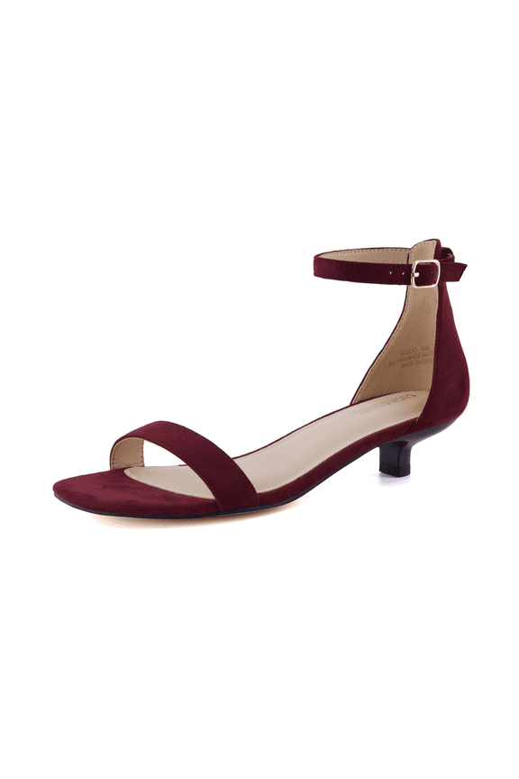 Solo Women’s Kitten Heel Dress Sandal – One Band Ankle Strap Heel Sandal with Cushioned Footbed & Faux Suede Upper
