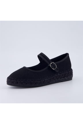 Tapas Canvas Mary Jane Flat Espadrilles for Women, Cushioned Comfort Closed Toe with Adjustable Strap