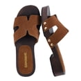 thumbnail image 1 of Cushionaire Thai 100% Genuine Leather Suede Platform Sandals for Women Adjustable Strap Heeled Slide Sandals with Memory Foam Comfort, 1 of 26