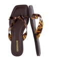 thumbnail image 1 of Cushionaire Titan Square Toe Flip Flops for Women, Dressy Slip On Flat Womens Sandals with Cushioned Footbed, 1 of 27