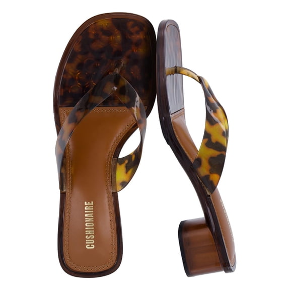 Cushionaire Toots Thong Strap Jelly Sandals for Women with Low Block Heel