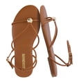 thumbnail image 1 of Cushionaire Tory Strappy Flat Sandals for Women, Toe Ring Sandals with Adjustable Buckle Ankle Strap, Wrap Style, 1 of 17