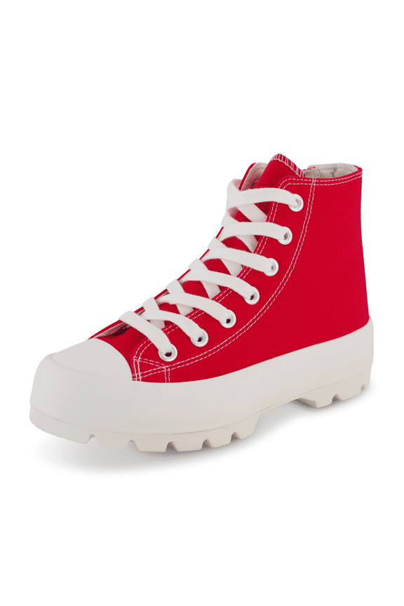 Vespa Women's Chunky Canvas High Top Sneakers with Memory Foam and Side Zipper, Platform Lug Sole Fashion Shoes for Women