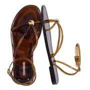 Cushionaire Vita Jelly Sandals for Women, Casual Lightweight Womens Strappy Sandals with Adjustable Buckle Strap and Gold Hardware Accent