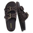 thumbnail image 1 of Cushionaire Weaver Summer Sandals for Women - Shiny Raffia Woven Slip On Womens Slides with Adjustable Buckle, 1 of 7