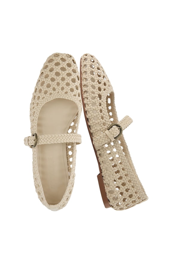 Weston Hand Woven Ballerina Flats for Women – Faux Leather Mary Jane Shoes Women Footwear with Adjustable Braided Strap