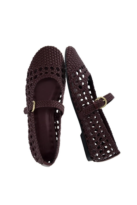 Windsor Woven Womens Flats with Adjustable Strap – Comfortable Mary Jane Ballet Flats for Women