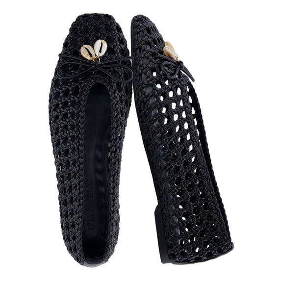 Cushionaire Witty Hand Woven Ballet Flats for Women, Comfortable Pointed Toe Flat Shoes with Bow Detail and Memory Foam