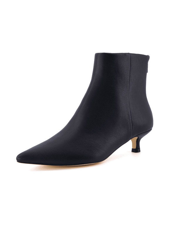 Women’s Barbie Pointed Toe Kitten Heel Bootie | Soft Vegan Leather Dressy Ankle Boot with Back Zipper | Sleek Modern Heel Design for Casual and Evening Outfits
