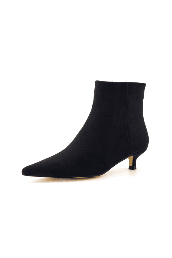 Barbi Women's Kitten Heel Dress Bootie – Soft Vegan Leather, Memory Foam Padded Insoles and Back Zipper, Spring Boots for Women