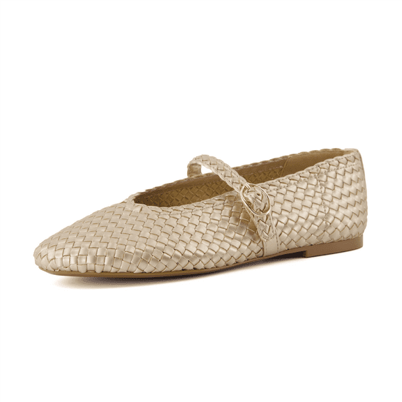 Cushionaire Women's Bistro Woven Mary Jane Flat Memory Foam, Wide Widths Available
