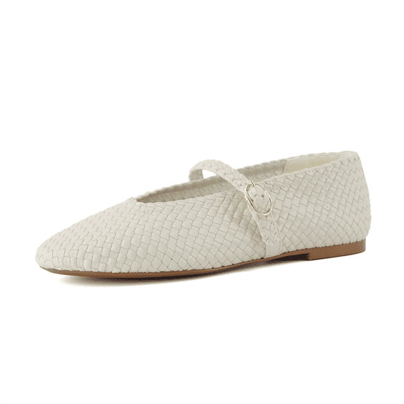 Cushionaire Women's Bistro Woven Mary Jane Flat +Memory Foam, Wide Widths Available
