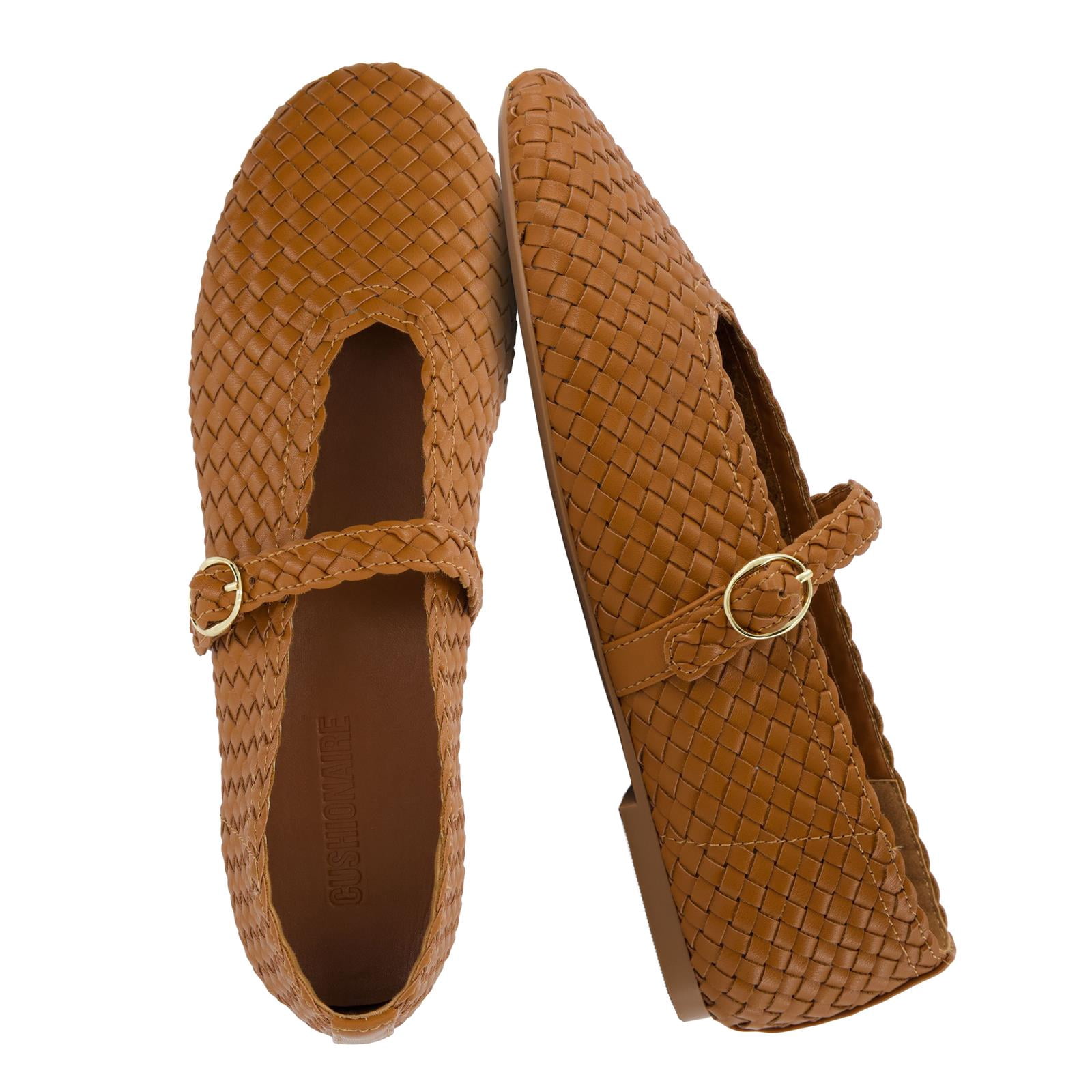 Cushionaire Bistro Mary Jane Flats for Women | Woven Ballet Flats with Strap | Classic Mary Jane Design for Everyday Outfits - Walmart.com