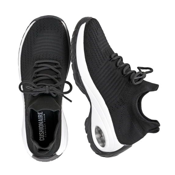 Cushionaire Blaze Stretch Knit Lace Up Sneakers for Women - Slip-On Supportive Walking Shoes with Arch Support and Memory Foam