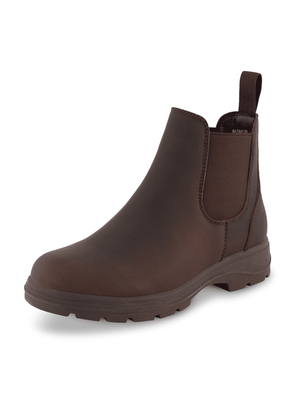 Women's Britain Chelsea Boots, Soft Vegan Leather, Non-Slip Sole, Memory Foam, Back Pull Tab, Ankle Boots for Women, Wide Widths