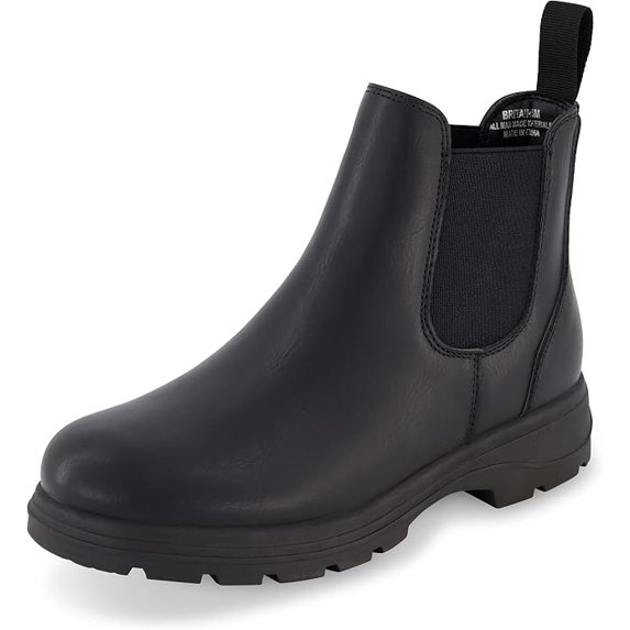 Cushionaire Women's Britain Chelsea Boots, Soft Vegan Leather, Non-Slip Sole, Memory Foam, Back Pull Tab, Ankle Boots for Women, Wide Widths