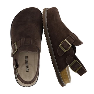 Cushionaire Brooklyn Genuine Suede Clogs for Women - Adjustable Slingback Casual Shoes with Buckle, Memory Foam Cushioning, Wide Widths Available