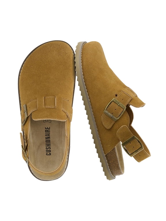 Brooklyn Genuine Suede Clogs for Women - Adjustable Slingback Casual Shoes with Buckle, Memory Foam Cushioning, Wide Widths Available