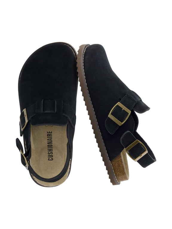 Brooklyn Genuine Suede Clogs for Women - Adjustable Slingback Casual Shoes with Buckle, Memory Foam Cushioning, Wide Widths Available