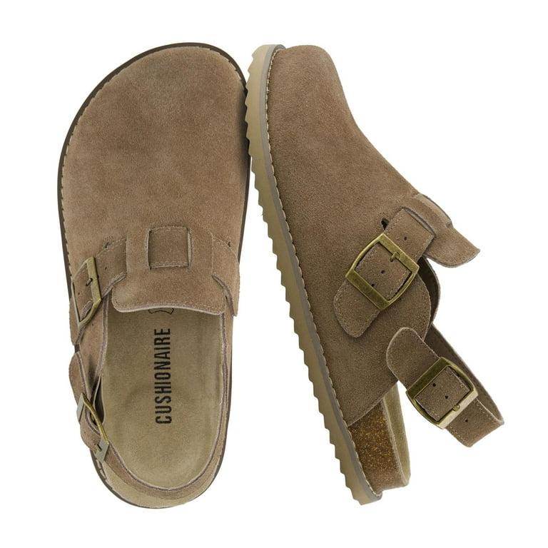 Cushionaire Women's Brooklyn Genuine Suede Clogs - Adjustable