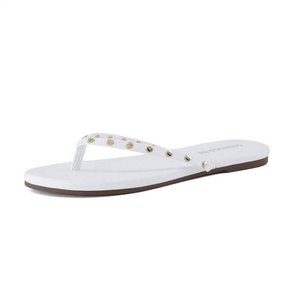 Cushionaire Women’s Confetti Studded Flip-Flops – Comfortable Thong Sandals with Embellished Straps, Stylish Summer Beach Shoes, Wide Widths Available