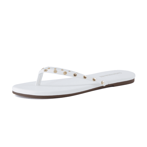 Cushionaire Women’s Confetti Studded Flip-Flops – Comfortable Thong Sandals with Embellished Straps, Stylish Summer Beach Shoes, Wide Widths Available