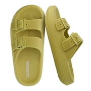 Cushionaire Fame Pillow Recovery Sandals for Women, Adjustable Double Buckle Waterproof EVA Cloud Slides for Women