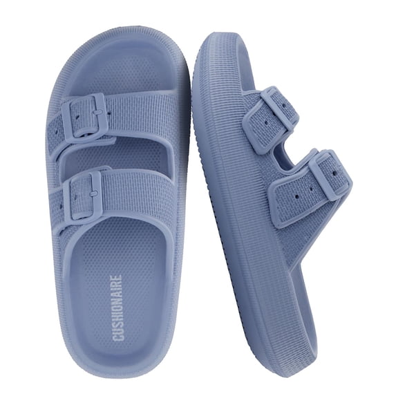 Cushionaire Fame Pillow Recovery Sandals for Women, Adjustable Double Buckle Waterproof EVA Cloud Slides for Women