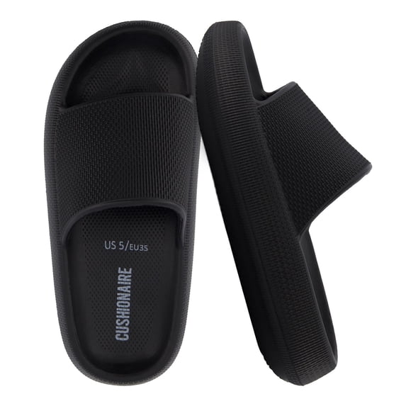 Cushionaire Feather Pillow Slide Sandals for Women – Comfortable and Squishy Slip On Womens Slippers, Indoor Outdoor Shower Shoes, Beach Essential Cloud Slides