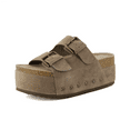 thumbnail image 1 of Cushionaire Guru Platform Sandals for Women – Genuine Leather Studded Slide Sandals with Foam Padded Footbed, Chunky Comfort Sole, Casual Summer Sandals for Women, 1 of 26