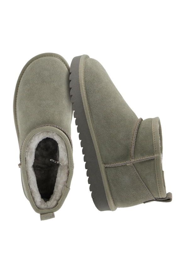 Hip 2 Genuine Suede Ankle Boots for Women, Cozy Faux Shearling Lining Pull On Winter Womens Boots