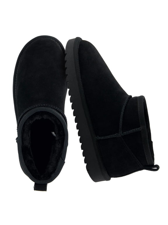 Hip 2 Genuine Suede Ankle Boots for Women, Cozy Faux Shearling Lining Pull On Winter Womens Boots
