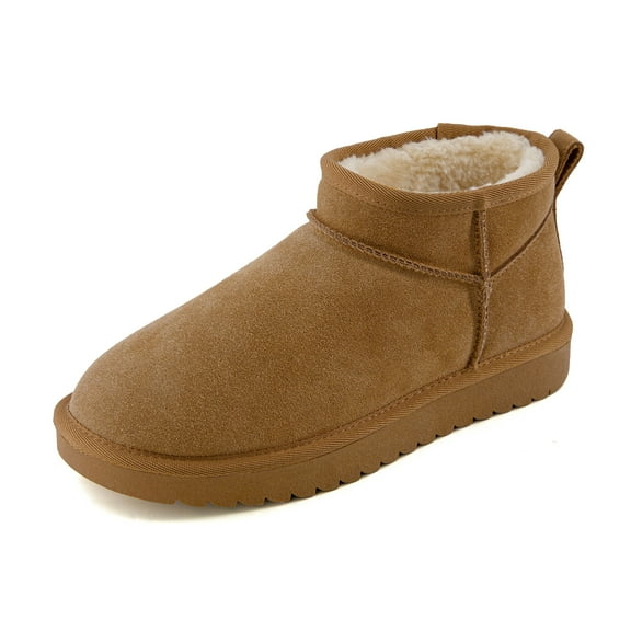 Cushionaire Women's Hip 2 Genuine Suede Ankle Winter Boots - Pull On Design, Cozy Faux Shearling Lining +Memory Foam