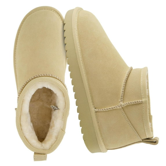 Cushionaire Hip 2 Genuine Suede Ankle Boots for Women, Cozy Faux Shearling Lining Pull On Winter Womens Boots