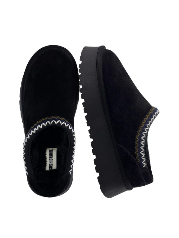 Kabuki Platform Boots Genuine Suede Fuzzy Mule Slippers for Women with Memory Foam | Indoor/Outdoor Womens Slippers | Wide Widths Available