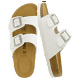 thumbnail image 1 of Cushionaire Lane Cork Footbed Sandals for Women – Comfortable Double Buckle Slip-On with Genuine Suede Footbed & Arch Support Slides for Women Footwear, 1 of 22