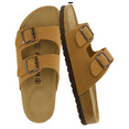 thumbnail image 1 of Cushionaire Lane Cork Footbed Sandals for Women – Comfortable Double Buckle Slip-On with Genuine Suede Footbed & Arch Support Slides for Women Footwear, 1 of 12