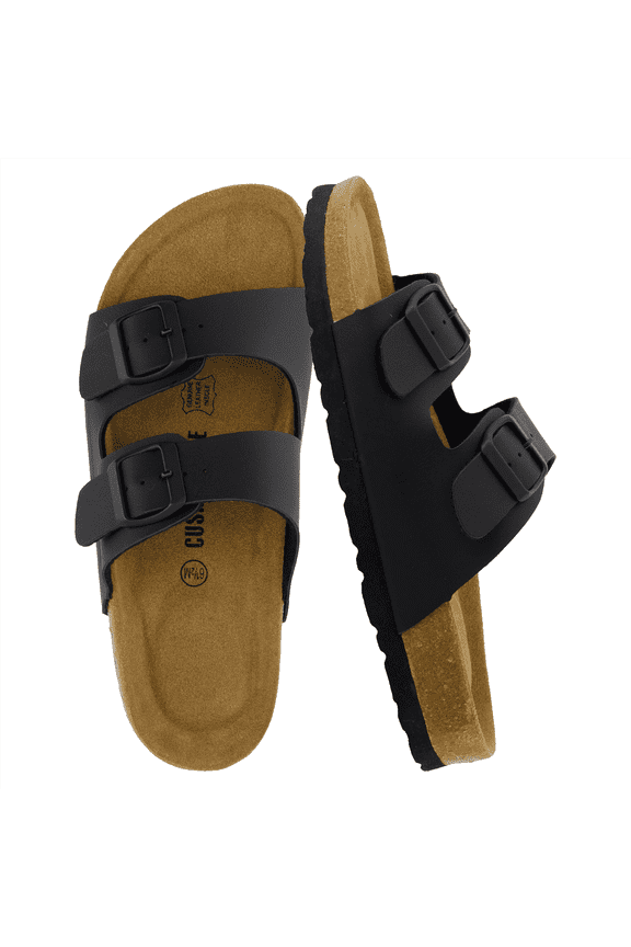 Lane Cork Footbed Sandals for Women – Comfortable Double Buckle Slip-On with Genuine Suede Footbed & Arch Support | Slides for Women