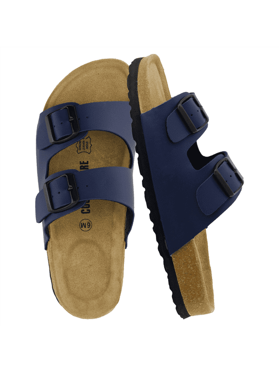 Lane Cork Footbed Sandals for Women – Comfortable Double Buckle Slip-On with Genuine Suede Footbed & Arch Support | Slides for Women