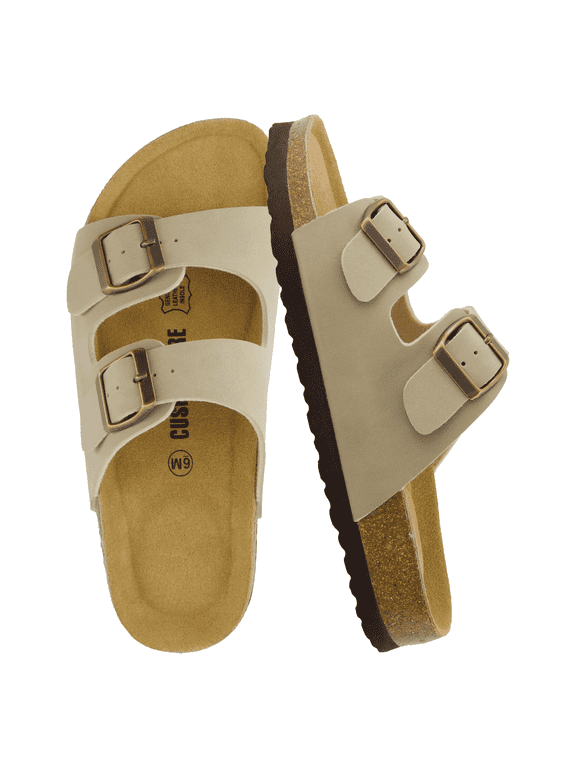 Lane Cork Footbed Sandals for Women – Comfortable Double Buckle Slip-On with Genuine Suede Footbed & Arch Support | Slides for Women