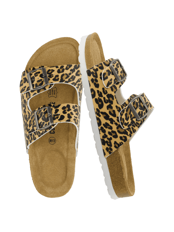 Lane Cork Footbed Sandals for Women – Comfortable Double Buckle Slip-On with Genuine Suede Footbed & Arch Support | Slides for Women