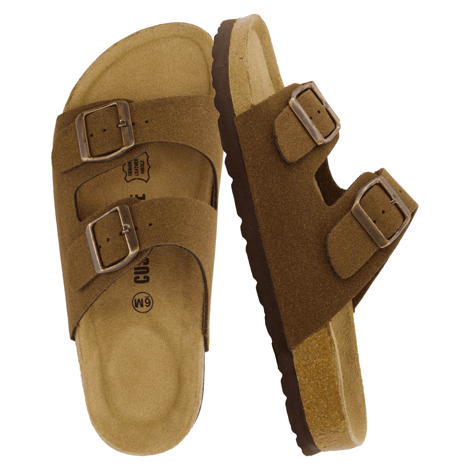 Cushionaire Lane Mens Suede Clog Slippers Size 10 Casual Comfort Taupe Brown Cushionaire Lane Cork Footbed Sandals for Women - Genuine  main image 3