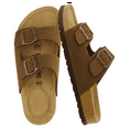thumbnail image 1 of Cushionaire Lane Cork Footbed Sandals for Women – Comfortable Double Buckle Slip-On with Genuine Suede Footbed & Arch Support Slides for Women Footwear, 1 of 11