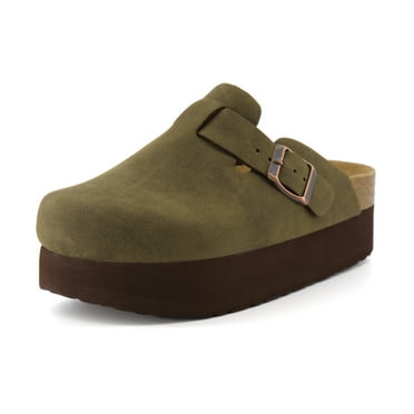 Cushionaire Women's Loom Cork Footbed Platform Clog – Comfortable Vegan Leather, Arch Support, All-Day Comfort