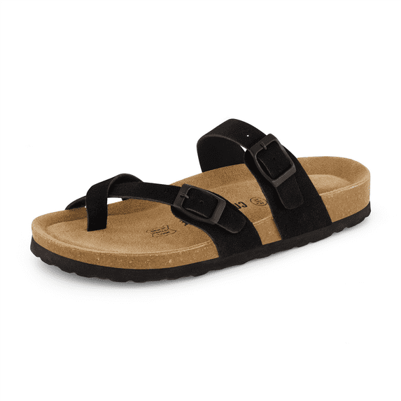 Cushionaire Women's Luna Cork Footbed Sandals with +Comfort, Wide Widths Available