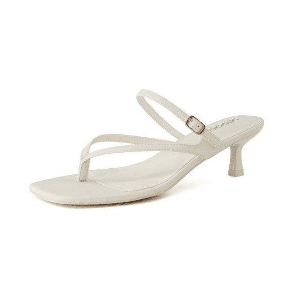 Cushionaire Women's Madrid Strappy Kitten Heel Sandals Memory Foam, Wide Widths Available